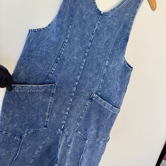 Exlura Women Denim Jumpsuit Overalls Blue Small Boho High Roller Casual Farm - Picture 7 of 11